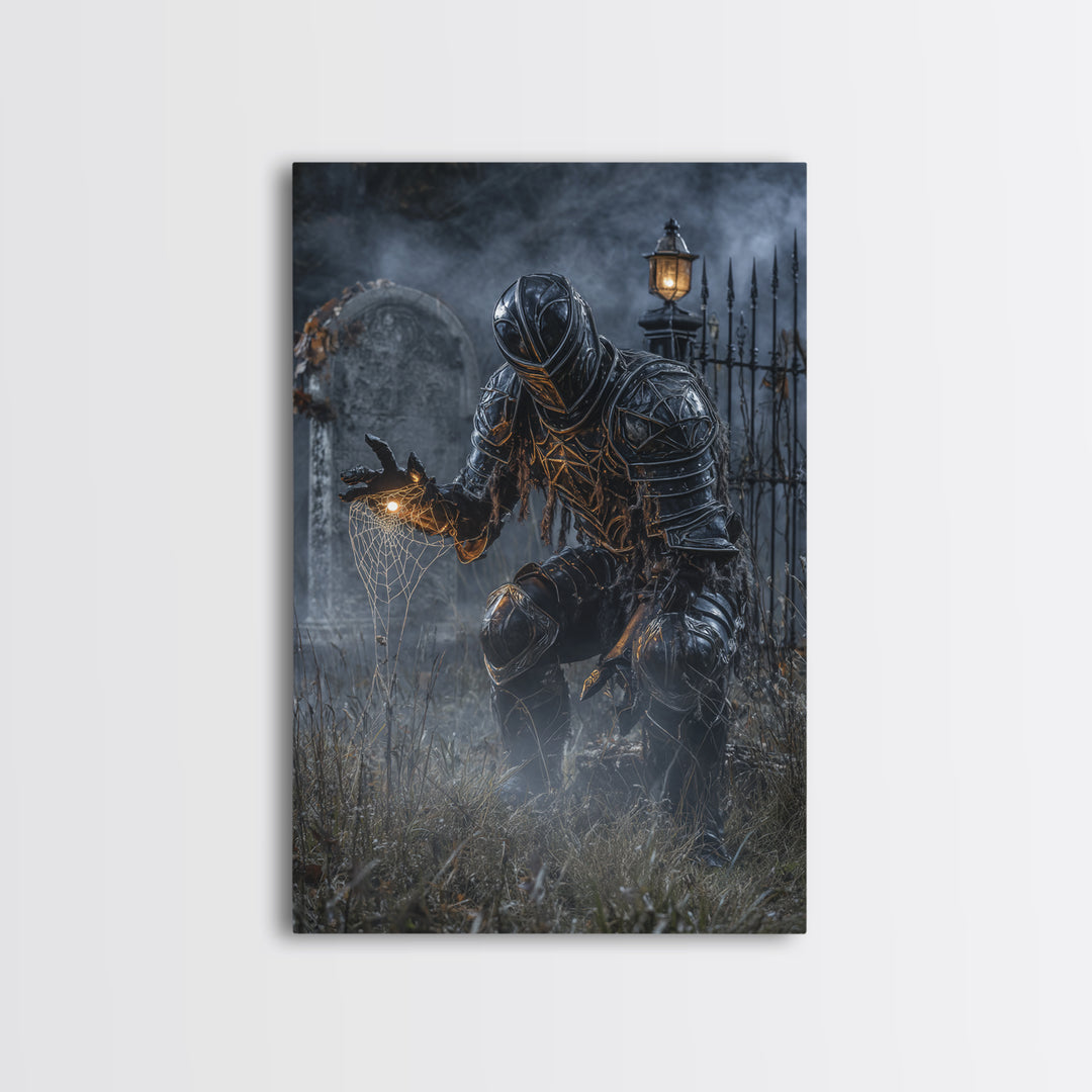 The Spider Knight, Vertical Wall Art, Spooky Home Decor, Canvas Print, Halloween Wall Decor, Gothic Home Decor, Halloween Wall Art