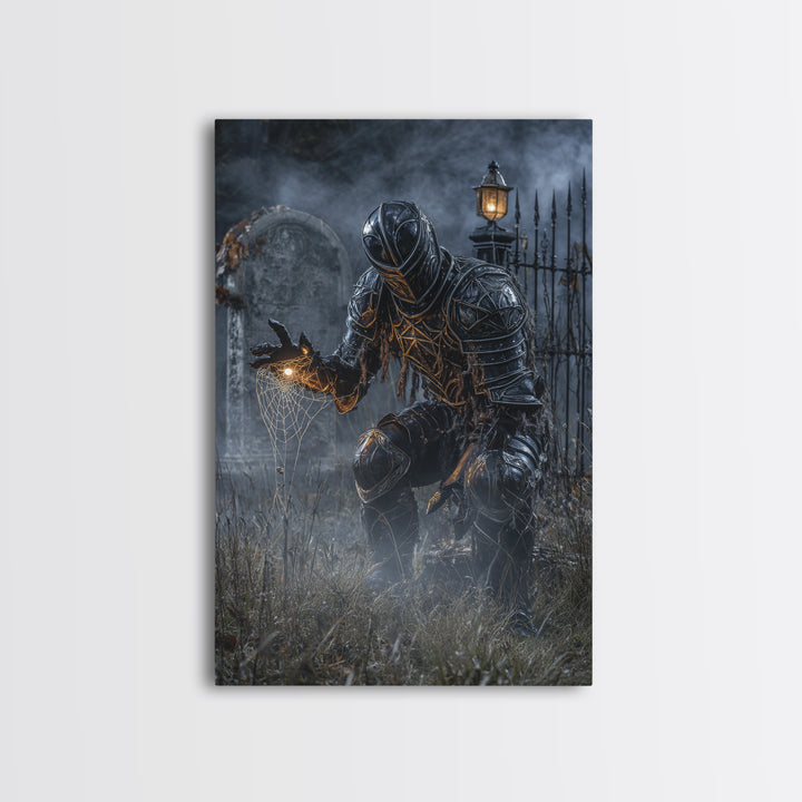 The Spider Knight, Vertical Wall Art, Spooky Home Decor, Canvas Print, Halloween Wall Decor, Gothic Home Decor, Halloween Wall Art