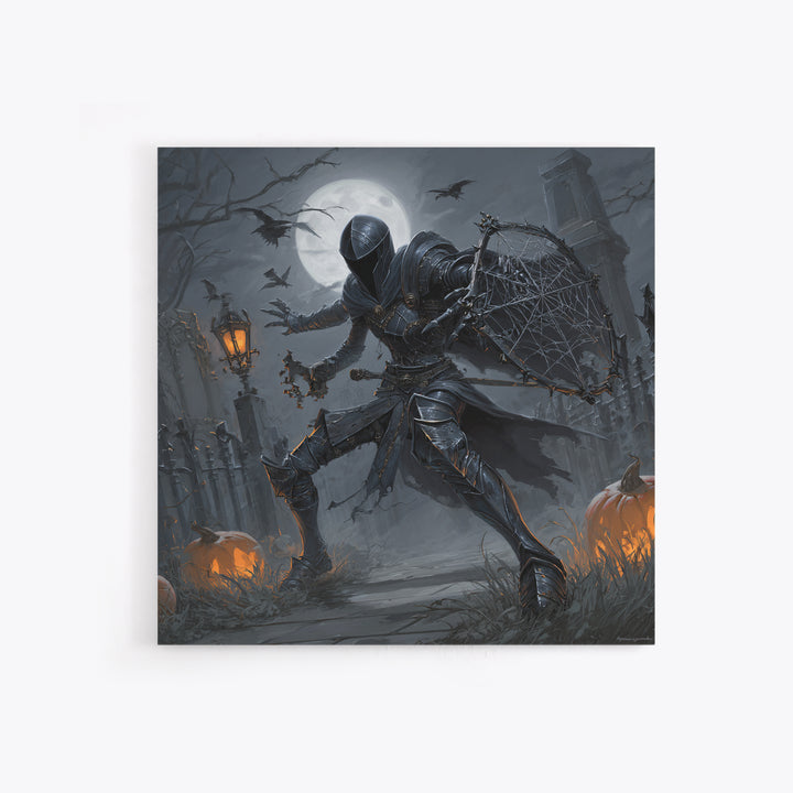 The Spider Knight, Square Wall Art, Macabre Wall Art, Framed Canvas Print, Halloween Wall Decor, Gothic Home Decor, Horror Wall Art