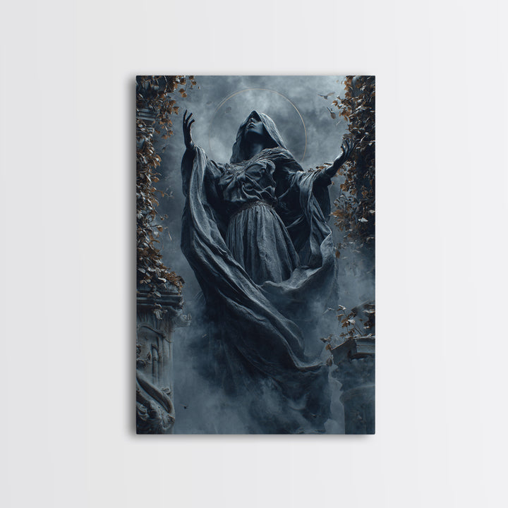 The Moon Priestess, Vertical Wall Art, Dark Fantasy Wall Art, Canvas Print, Halloween Wall Decor, Gothic Home Decor, Spooky Wall Decor