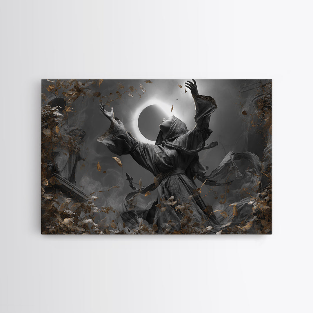 The Moon Priestess, Landscape Wall Art, Dark Fantasy Wall Art, Canvas Print, Halloween Wall Decor, Gothic Home Decor, Macabre Wall Art