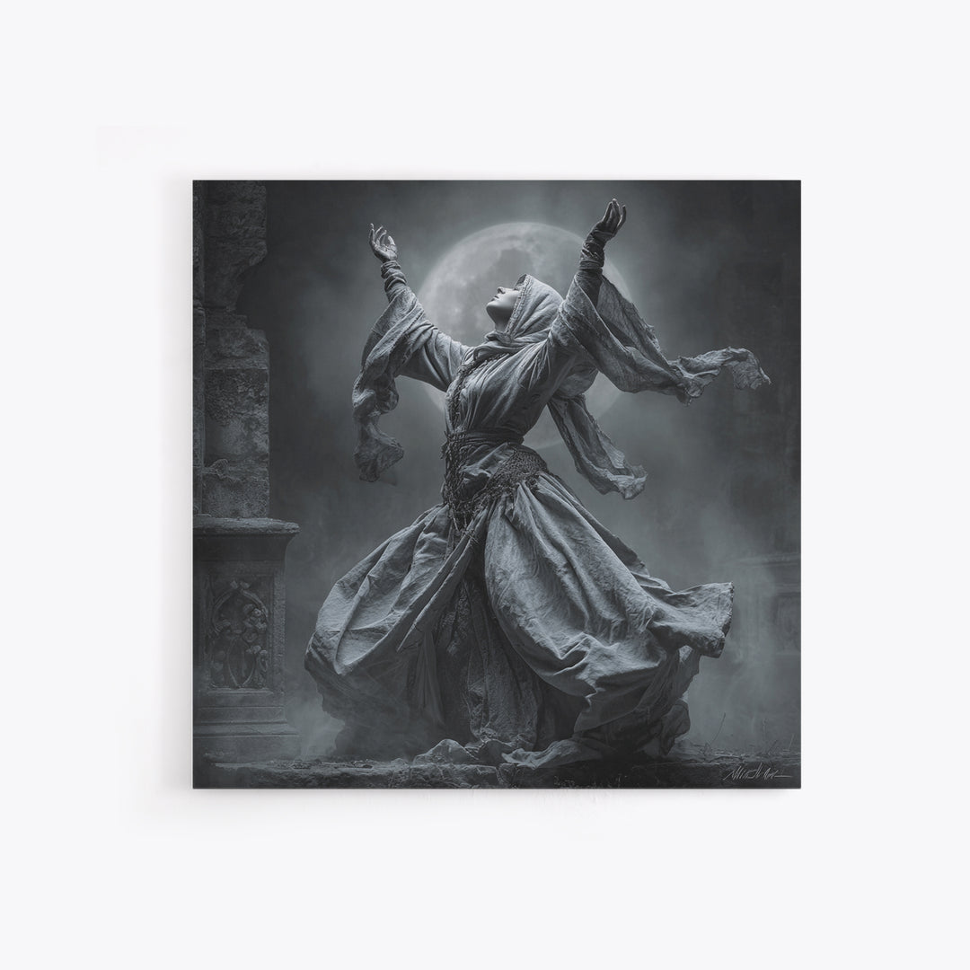 The Moon Priestess, Square Wall Art, Macabre Wall Art, Framed Canvas Print, Halloween Wall Decor, Gothic Home Decor, Dark Fantasy Art