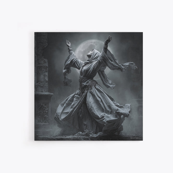The Moon Priestess, Square Wall Art, Macabre Wall Art, Framed Canvas Print, Halloween Wall Decor, Gothic Home Decor, Dark Fantasy Art