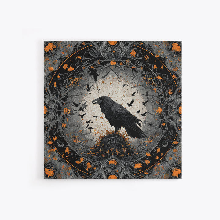 The Crow-Masked Assassin, Square Wall Art, Gothic Horror Wall Art, Framed Canvas Print, Halloween Wall Decor, Gothic Home Decor