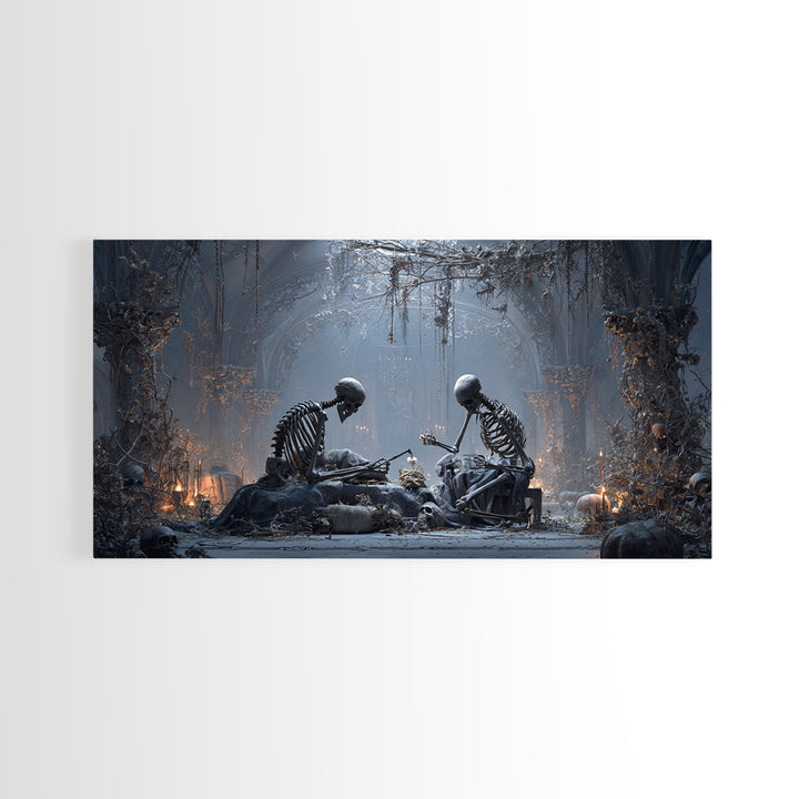 The Bone Sculptor, Wide Panoramic Art, Dark Fantasy Wall Art, Canvas Print, Halloween Wall Decor, Gothic Home Decor, Dark Fantasy Art
