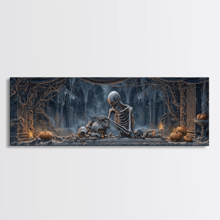 The Bone Sculptor, Extra Wide Wall Art, Dark Halloween Decor, Canvas Print, Halloween Wall Decor, Gothic Home Decor, Collectible Wall Decor