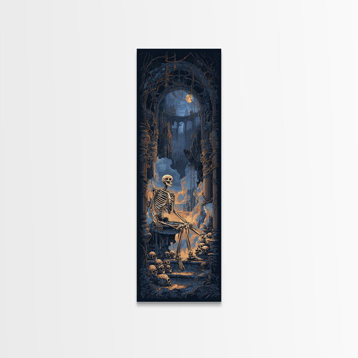 The Bone Sculptor, Tall Narrow Wall Art, Dark Fantasy Wall Art, Canvas Print, Halloween Wall Decor, Gothic Home Decor, Halloween Decor