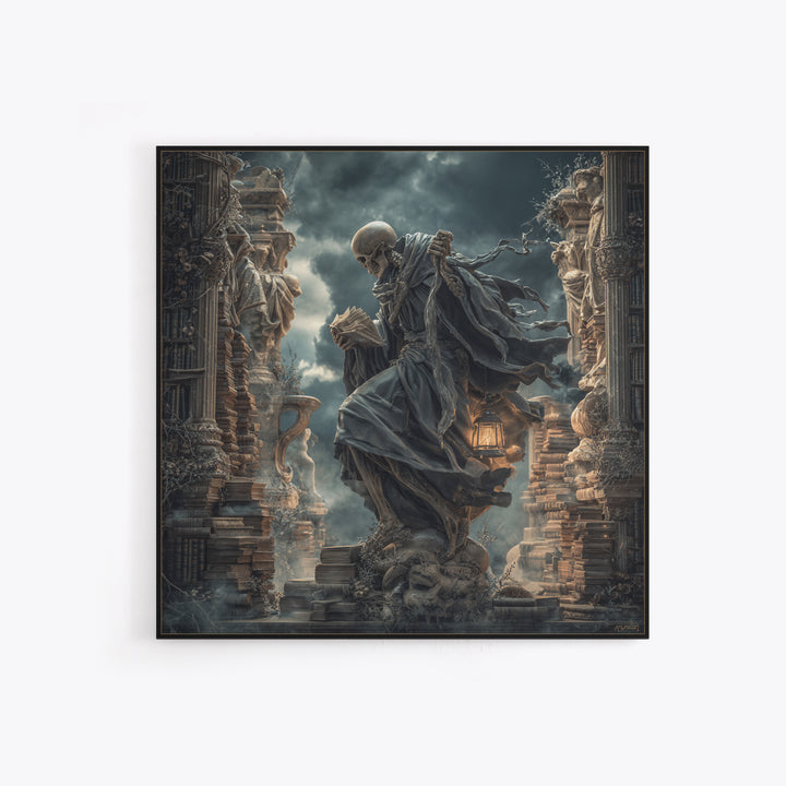 The Crypt Librarian, Square Wall Art, Dark Halloween Decor, Canvas Print, Halloween Wall Decor, Gothic Home Decor, Spooky Wall Decor