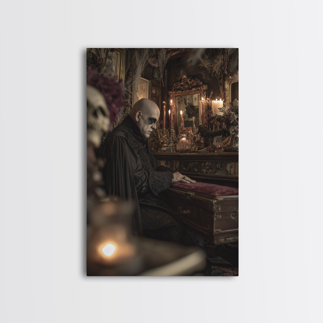 The Royal Coffin Maker, Vertical Wall Art, Haunted Gothic Art, Framed Canvas Print, Halloween Wall Decor, Gothic Home Decor