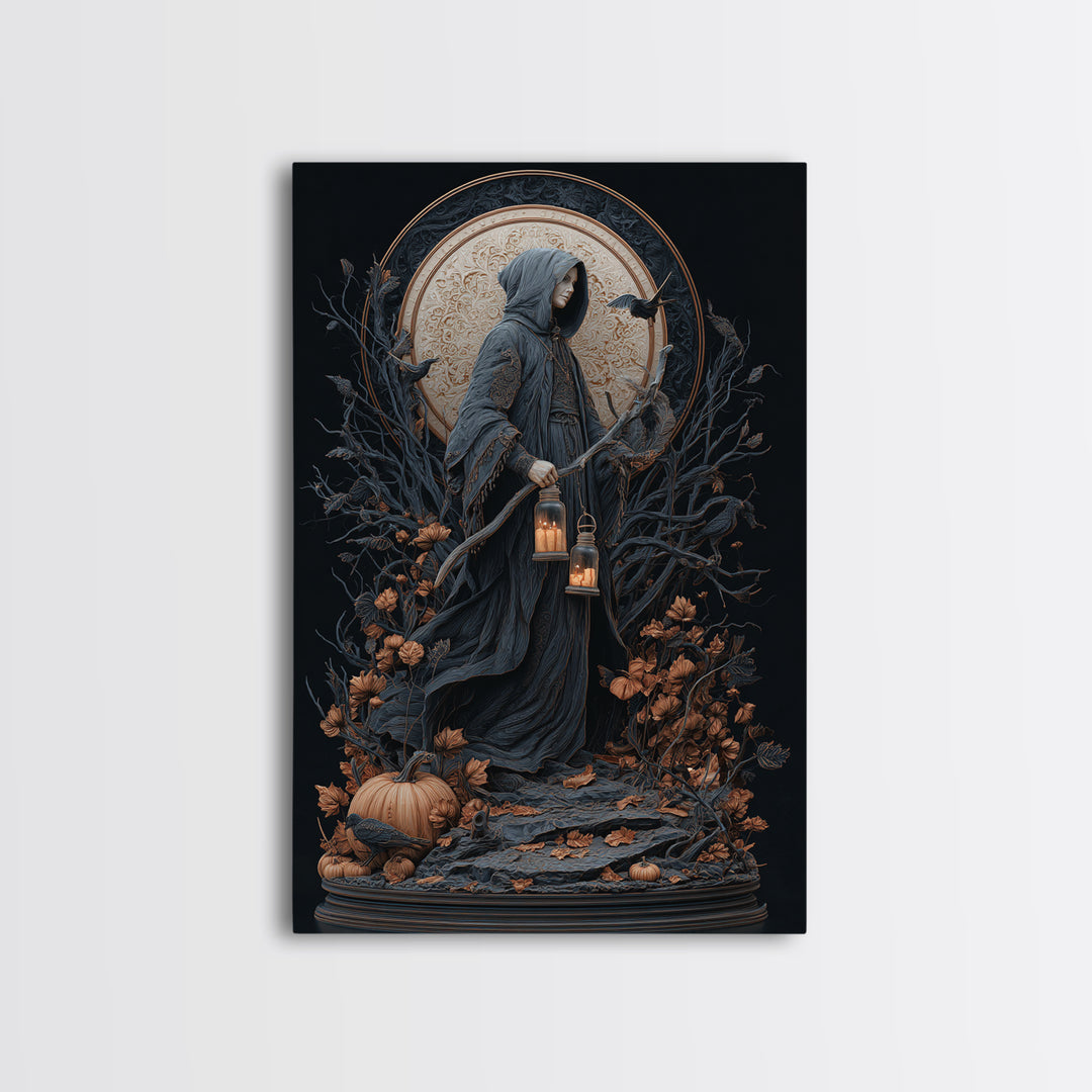 The Soul Collector, Vertical Wall Art, Haunted Gothic Art, Framed Canvas Print, Halloween Wall Decor, Gothic Home Decor, Statement Wall Art