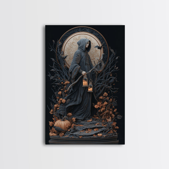 The Soul Collector, Vertical Wall Art, Haunted Gothic Art, Framed Canvas Print, Halloween Wall Decor, Gothic Home Decor, Statement Wall Art