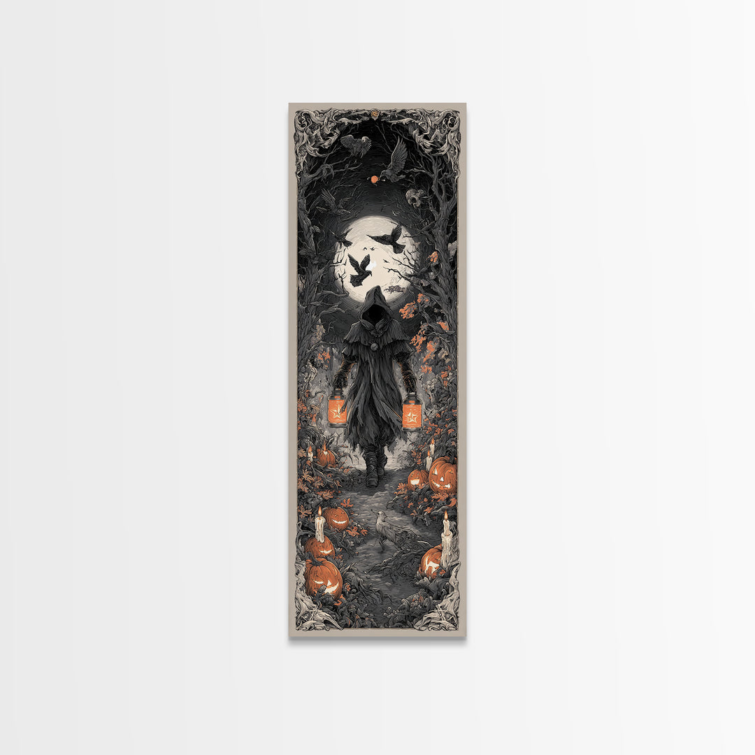 The Soul Collector, Tall Narrow Wall Art, Gothic Horror Wall Art, Framed Canvas Print, Halloween Wall Decor, Gothic Home Decor
