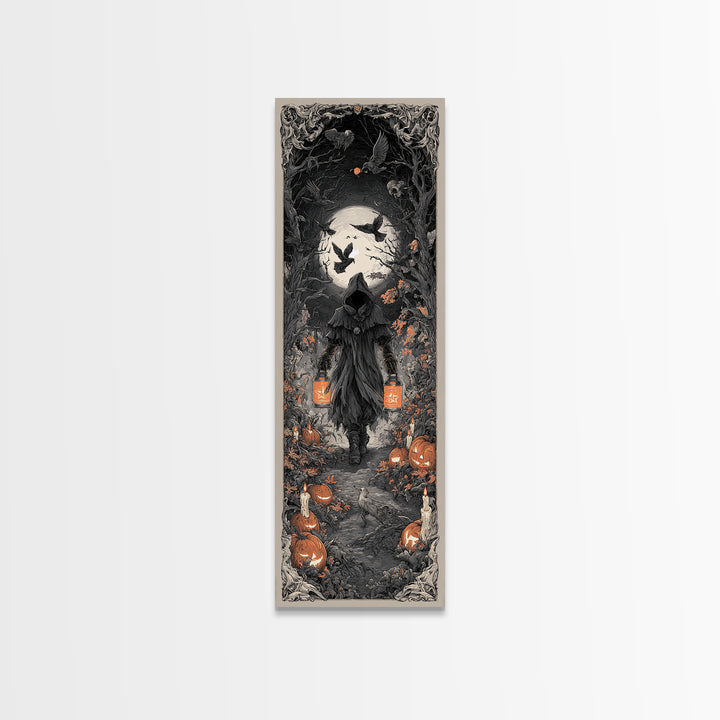 The Soul Collector, Tall Narrow Wall Art, Gothic Horror Wall Art, Framed Canvas Print, Halloween Wall Decor, Gothic Home Decor