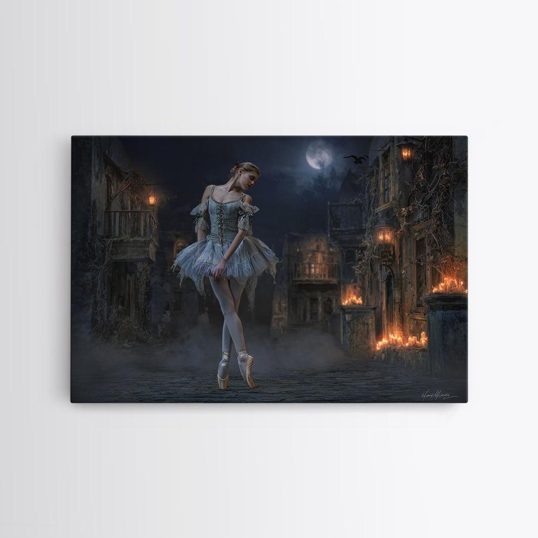 The Phantom Ballerina, Landscape Wall Art, Dark Fantasy Wall Art, Canvas Print, Halloween Wall Decor, Gothic Home Decor, Horror Wall Art