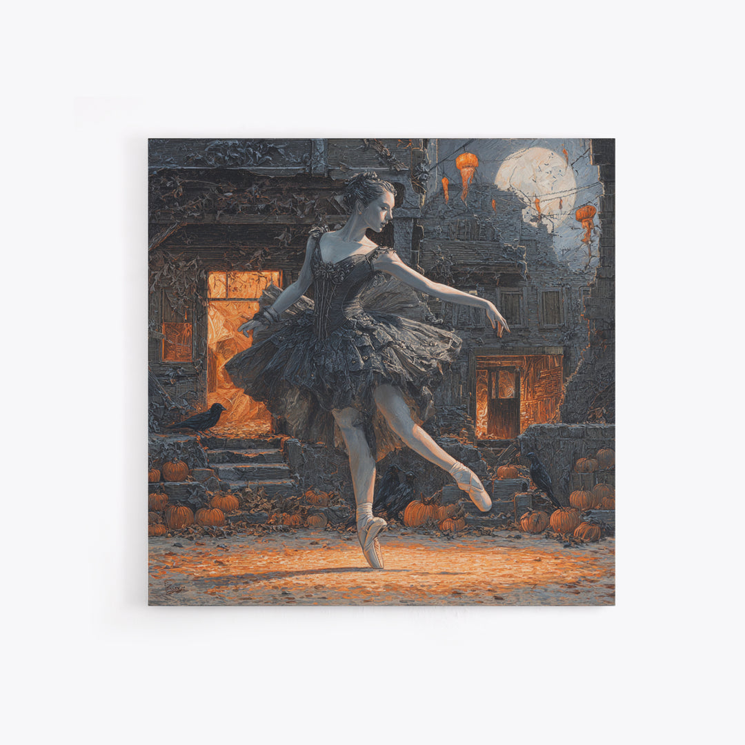 The Phantom Ballerina, Square Wall Art, Haunted Gothic Art, Framed Canvas Print, Halloween Wall Decor, Gothic Home Decor, Macabre Wall Art