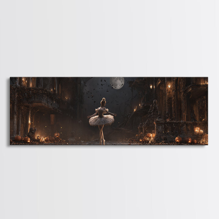 The Phantom Ballerina, Extra Wide Wall Art, Dark Halloween Decor, Canvas Print, Halloween Wall Decor, Gothic Home Decor, Horror Wall Art