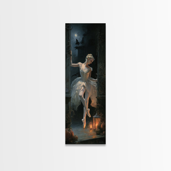 The Phantom Ballerina, Tall Narrow Wall Art, Spooky Home Decor, Canvas Print, Halloween Wall Decor, Gothic Home Decor, Halloween Wall Art