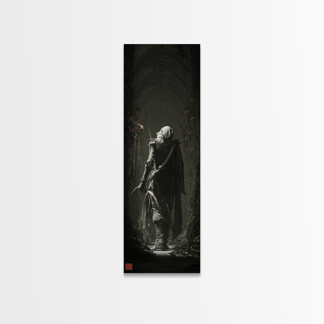 The Ghost Of The Witch Hunter, Tall Narrow Wall Art, Macabre Wall Art, Framed Canvas Print, Halloween Wall Decor, Gothic Home Decor