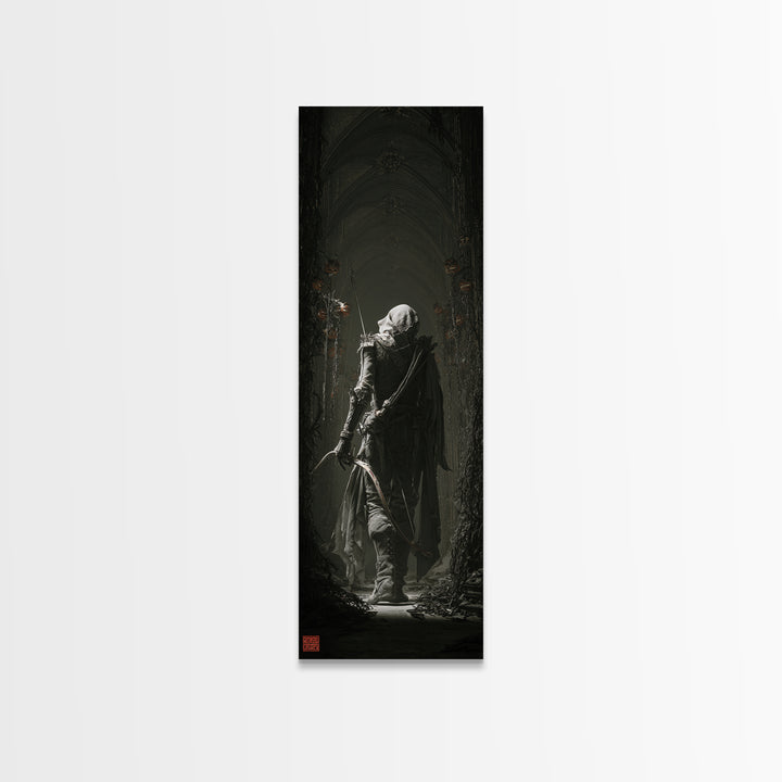 The Ghost Of The Witch Hunter, Tall Narrow Wall Art, Macabre Wall Art, Framed Canvas Print, Halloween Wall Decor, Gothic Home Decor