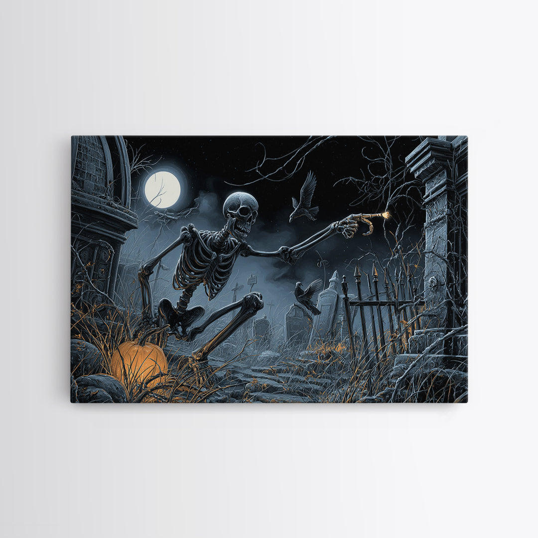 The Skull Astronomer, Landscape Wall Art, Dark Halloween Decor, Canvas Print, Halloween Wall Decor, Gothic Home Decor, Halloween Wall Art
