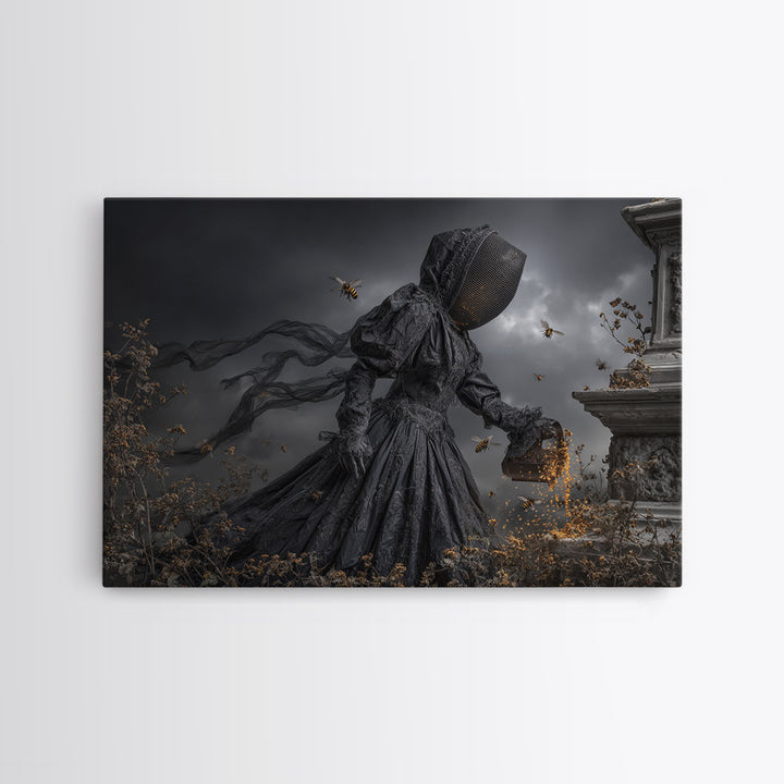 The Cemetery Beekeeper, Landscape Wall Art, Spooky Home Decor, Canvas Print, Halloween Wall Decor, Gothic Home Decor, Spooky Wall Decor