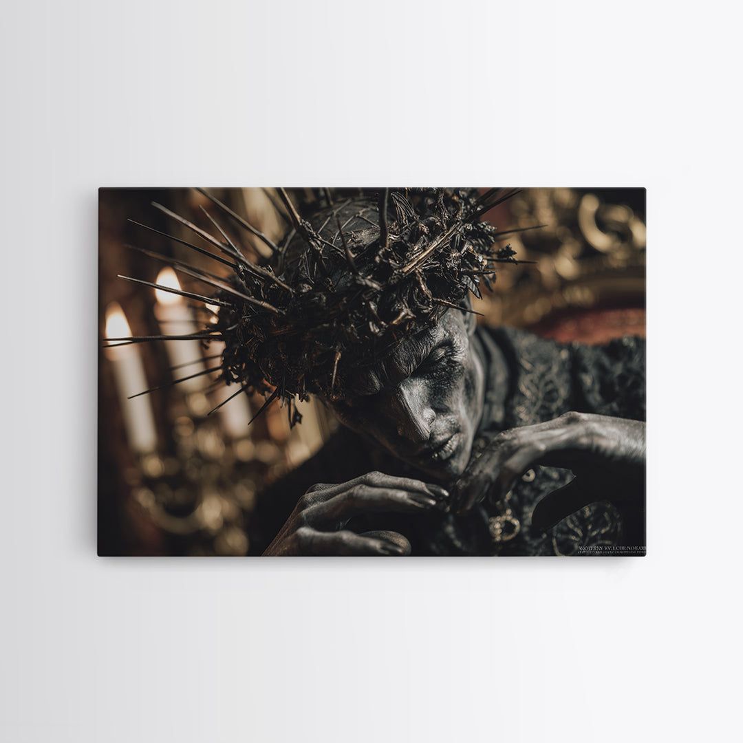 The Thorn-Crowned King, Landscape Wall Art, Spooky Home Decor, Canvas Print, Halloween Wall Decor, Gothic Home Decor, Dark Fantasy Art