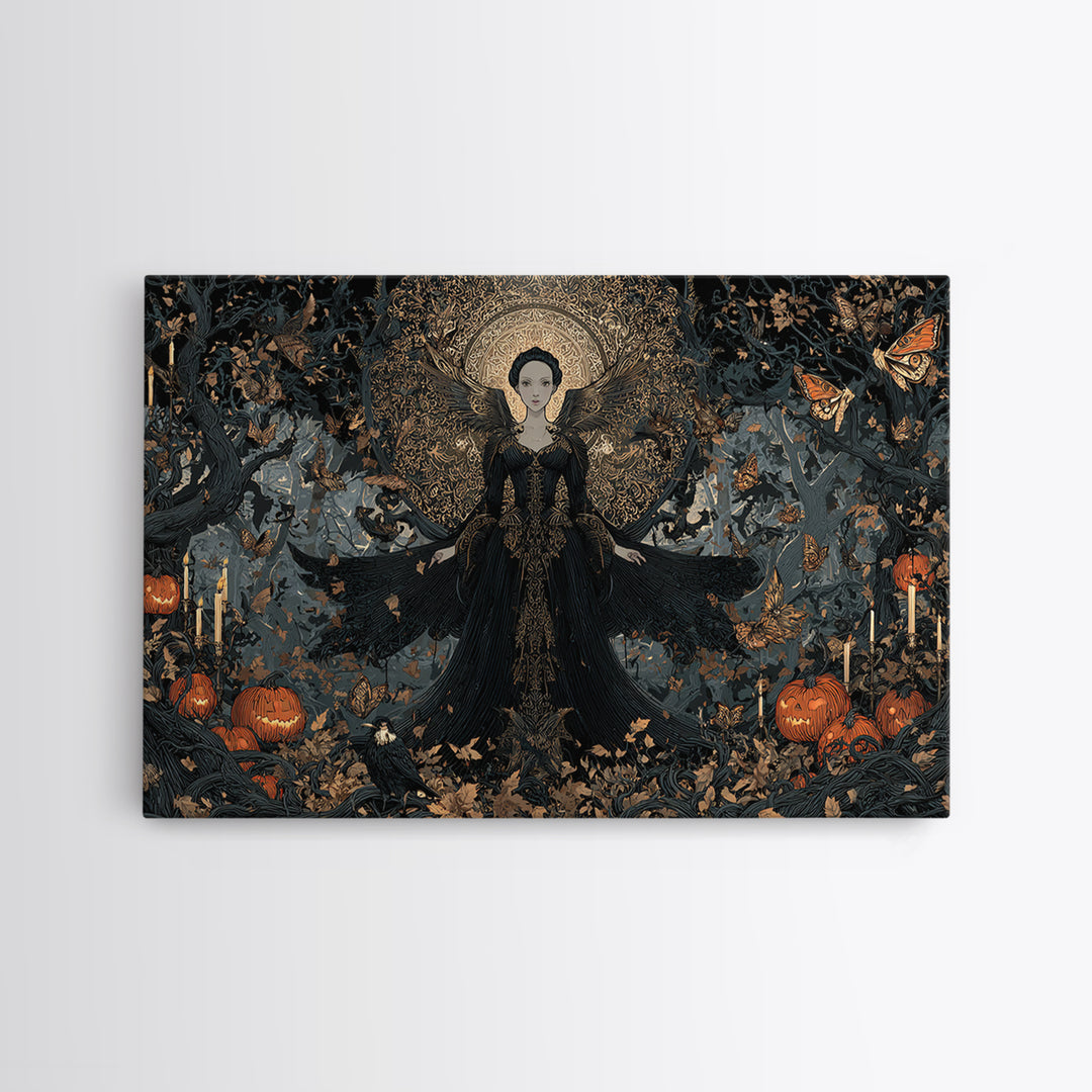 The Moth-Winged Empress, Landscape Wall Art, Gothic Horror Wall Art, Framed Canvas Print, Halloween Wall Decor, Gothic Home Decor