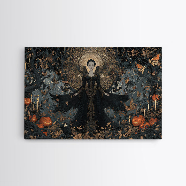 The Moth-Winged Empress, Landscape Wall Art, Gothic Horror Wall Art, Framed Canvas Print, Halloween Wall Decor, Gothic Home Decor