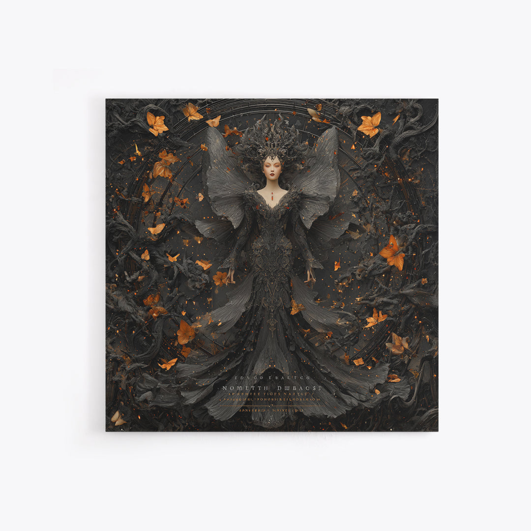 The Moth-Winged Empress, Square Wall Art, Dark Fantasy Wall Art, Canvas Print, Halloween Wall Decor, Gothic Home Decor, Statement Wall Art