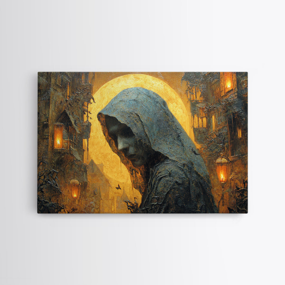 The Ash-Covered Oracle, Landscape Wall Art, Dark Halloween Decor, Canvas Print, Halloween Wall Decor, Gothic Home Decor