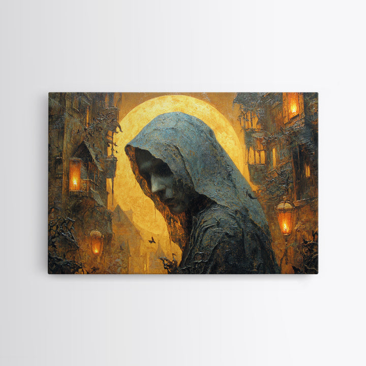 The Ash-Covered Oracle, Landscape Wall Art, Dark Halloween Decor, Canvas Print, Halloween Wall Decor, Gothic Home Decor