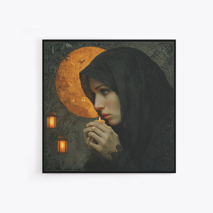 The Ash-Covered Oracle, Square Wall Art, Macabre Wall Art, Framed Canvas Print, Halloween Wall Decor, Gothic Home Decor, Seasonal Home Decor