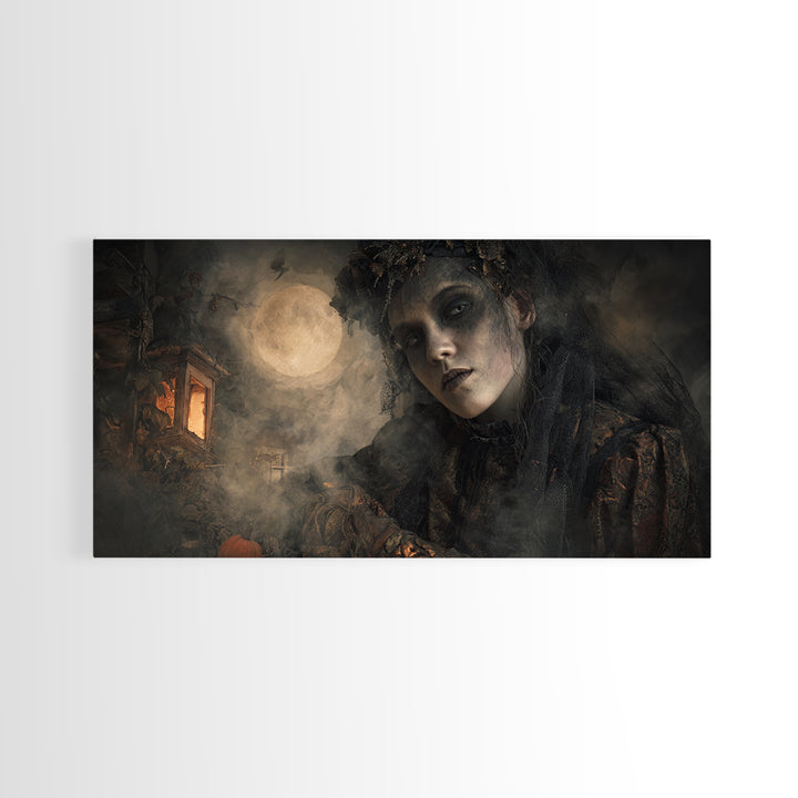 The Ash-Covered Oracle, Wide Panoramic Art, Spooky Home Decor, Canvas Print, Halloween Wall Decor, Gothic Home Decor, Seasonal Home Decor
