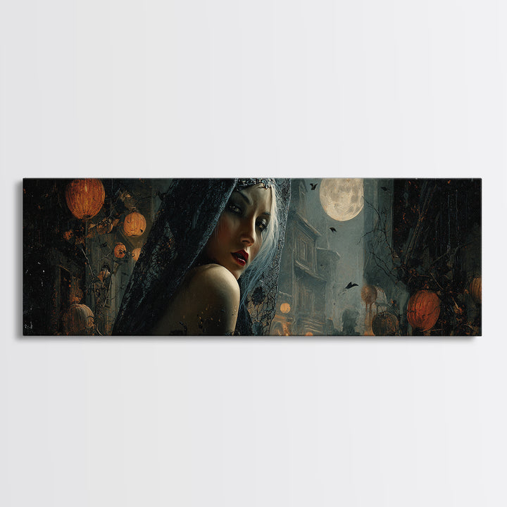 The Ash-Covered Oracle, Extra Wide Wall Art, Spooky Home Decor, Canvas Print, Halloween Wall Decor, Gothic Home Decor, Halloween Wall Art