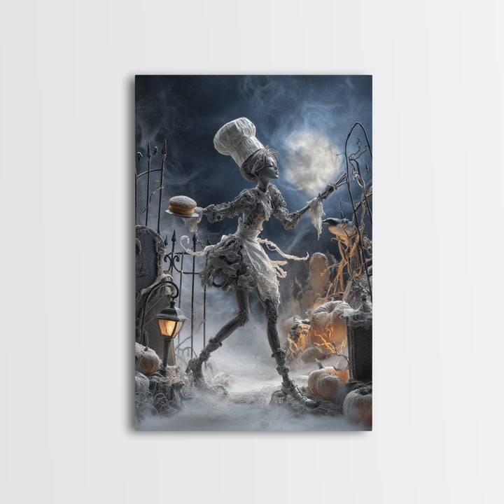 The Ghost Bakery, Vertical Wall Art, Haunted Gothic Art, Framed Canvas Print, Halloween Wall Decor, Gothic Home Decor, Statement Wall Art