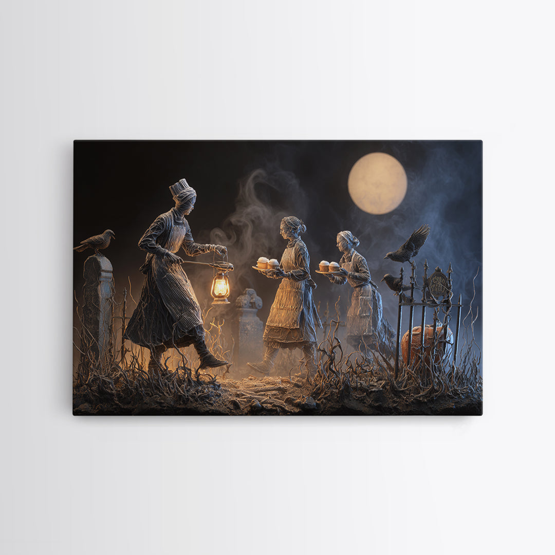 The Ghost Bakery, Landscape Wall Art, Haunted Gothic Art, Framed Canvas Print, Halloween Wall Decor, Gothic Home Decor, Halloween Decor