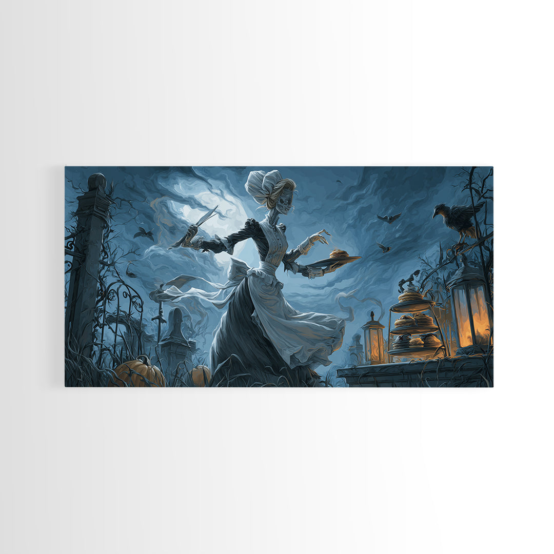 The Ghost Bakery, Wide Panoramic Art, Dark Fantasy Wall Art, Canvas Print, Halloween Wall Decor, Gothic Home Decor, Macabre Wall Art