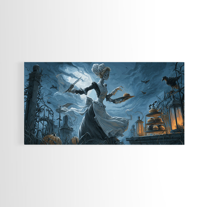 The Ghost Bakery, Wide Panoramic Art, Dark Fantasy Wall Art, Canvas Print, Halloween Wall Decor, Gothic Home Decor, Macabre Wall Art