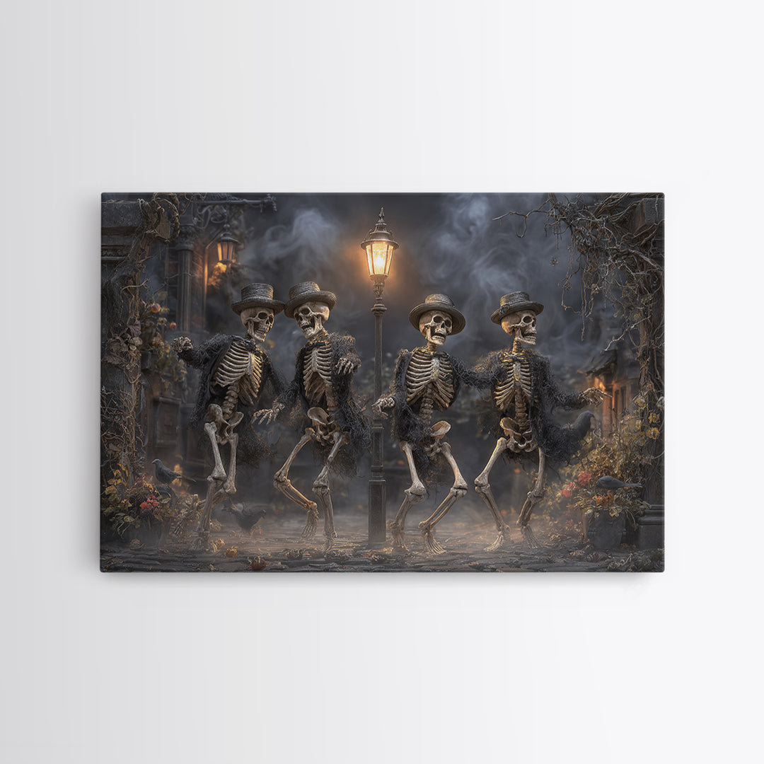 The Skeleton Barbershop Quartet, Landscape Wall Art, Dark Halloween Decor, Canvas Print, Halloween Wall Decor, Gothic Home Decor