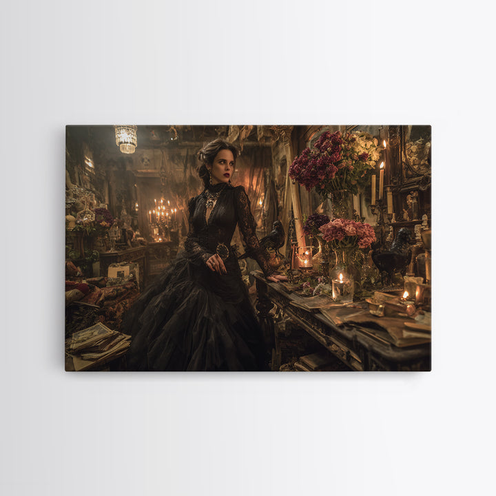 The Vampire Florist, Landscape Wall Art, Dark Fantasy Wall Art, Canvas Print, Halloween Wall Decor, Gothic Home Decor