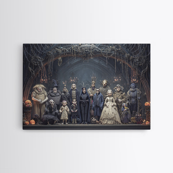 The Monster Family Portrait, Landscape Wall Art, Haunted Gothic Art, Framed Canvas Print, Halloween Wall Decor, Gothic Home Decor