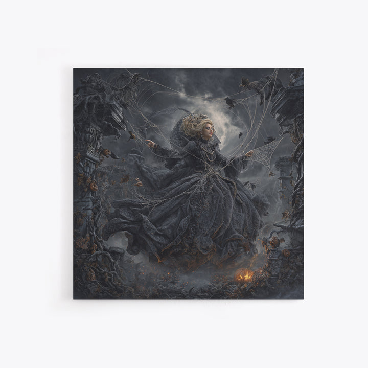 The Spider Sewing Circle, Square Wall Art, Macabre Wall Art, Framed Canvas Print, Halloween Wall Decor, Gothic Home Decor, Halloween Decor