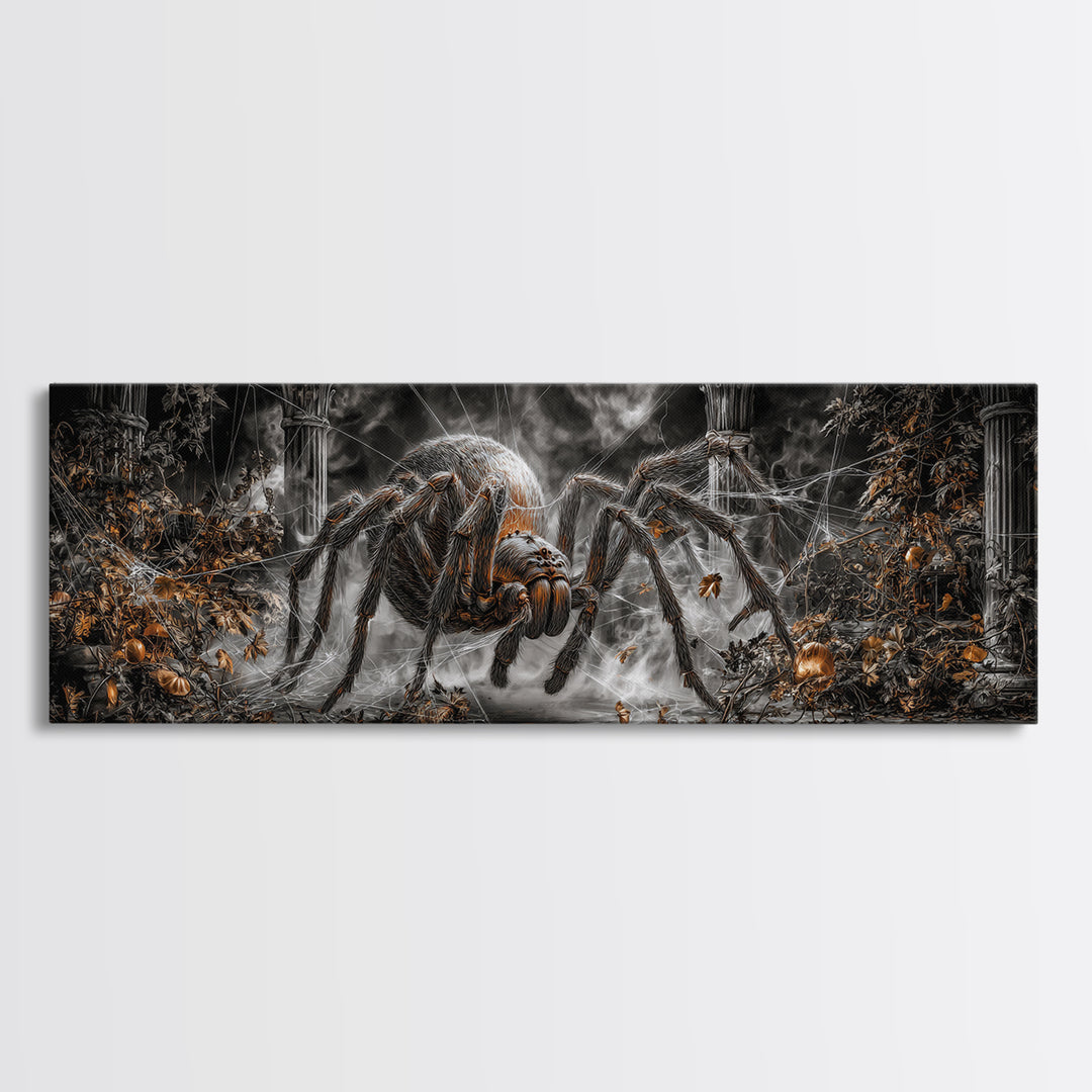 The Spider Sewing Circle, Extra Wide Wall Art, Dark Fantasy Wall Art, Canvas Print, Halloween Wall Decor, Gothic Home Decor