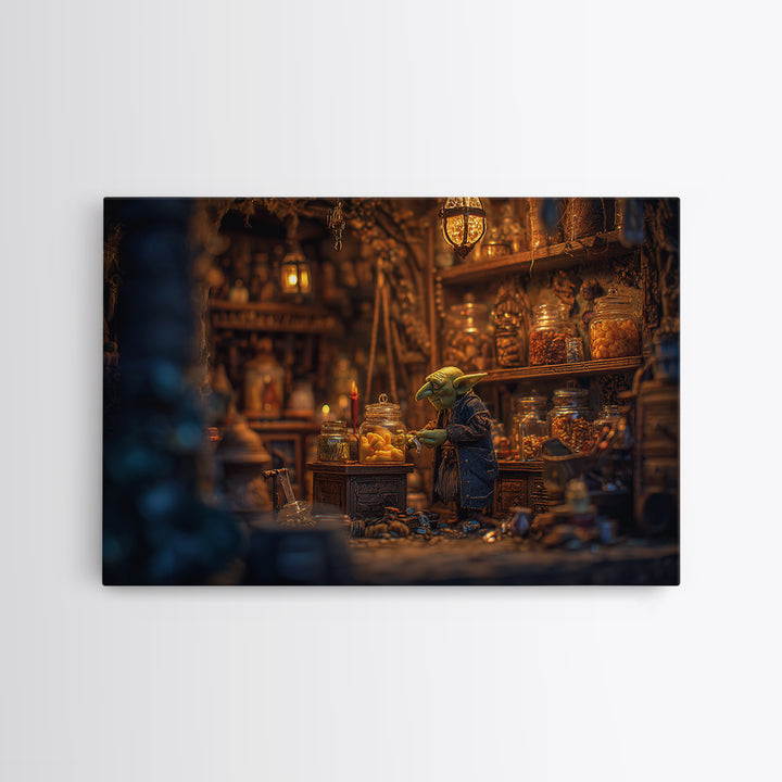 The Goblin Candy Shop, Landscape Wall Art, Haunted Gothic Art, Framed Canvas Print, Halloween Wall Decor, Gothic Home Decor