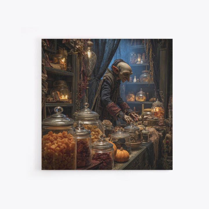 The Goblin Candy Shop, Square Wall Art, Spooky Home Decor, Canvas Print, Halloween Wall Decor, Gothic Home Decor, Collectible Wall Decor