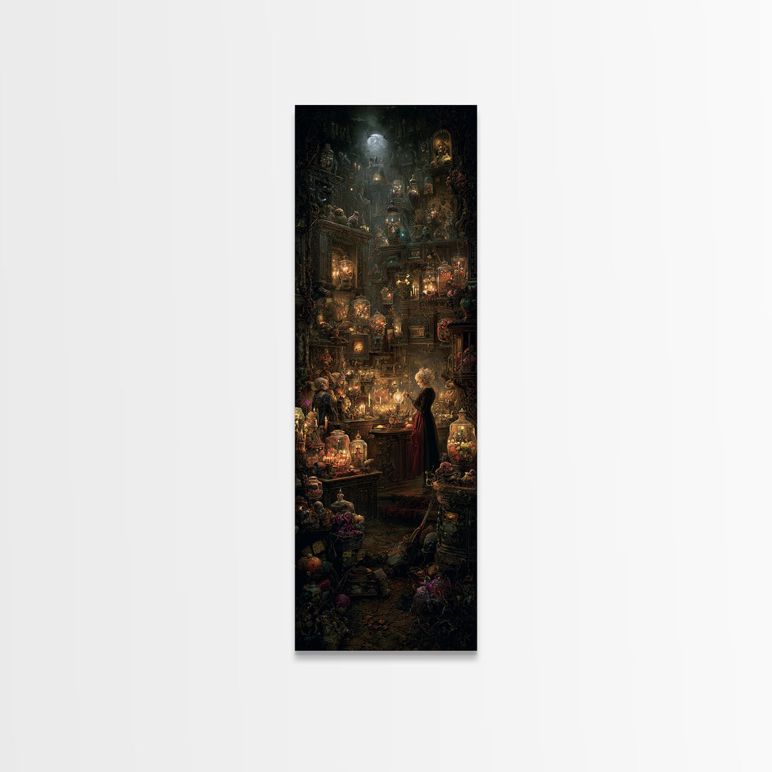 The Goblin Candy Shop, Tall Narrow Wall Art, Dark Halloween Decor, Canvas Print, Halloween Wall Decor, Gothic Home Decor