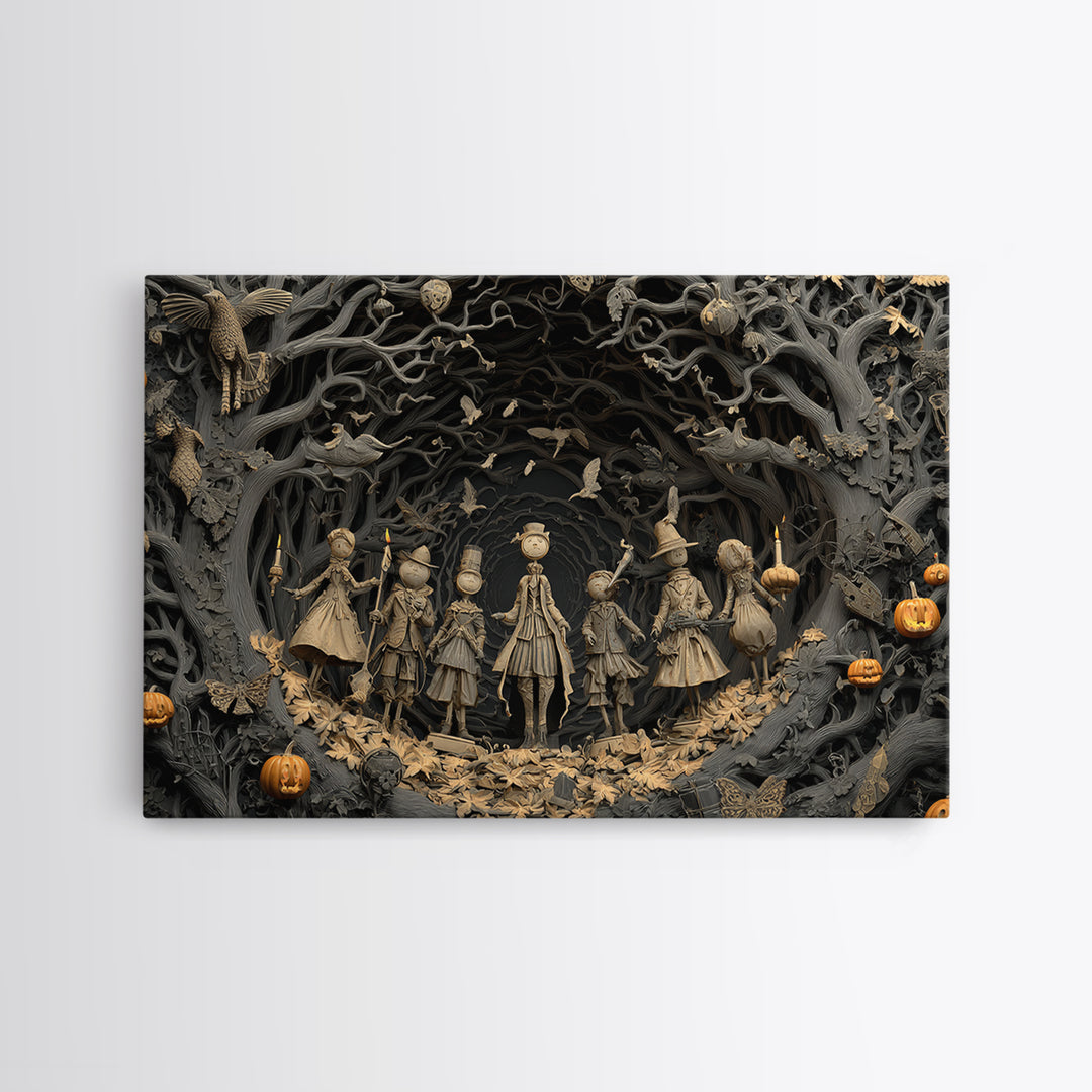 The Haunted Toy Parade, Landscape Wall Art, Gothic Horror Wall Art, Framed Canvas Print, Halloween Wall Decor, Gothic Home Decor
