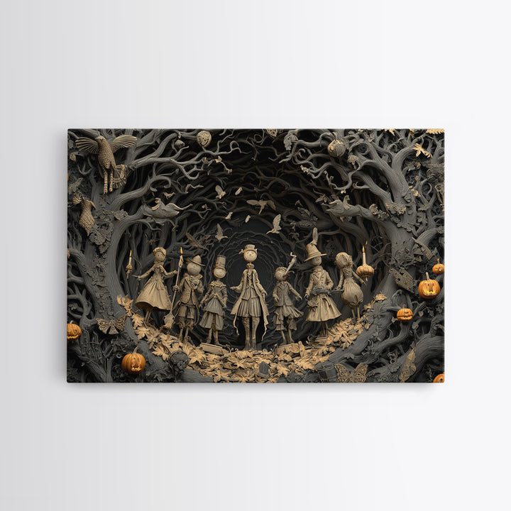 The Haunted Toy Parade, Landscape Wall Art, Gothic Horror Wall Art, Framed Canvas Print, Halloween Wall Decor, Gothic Home Decor