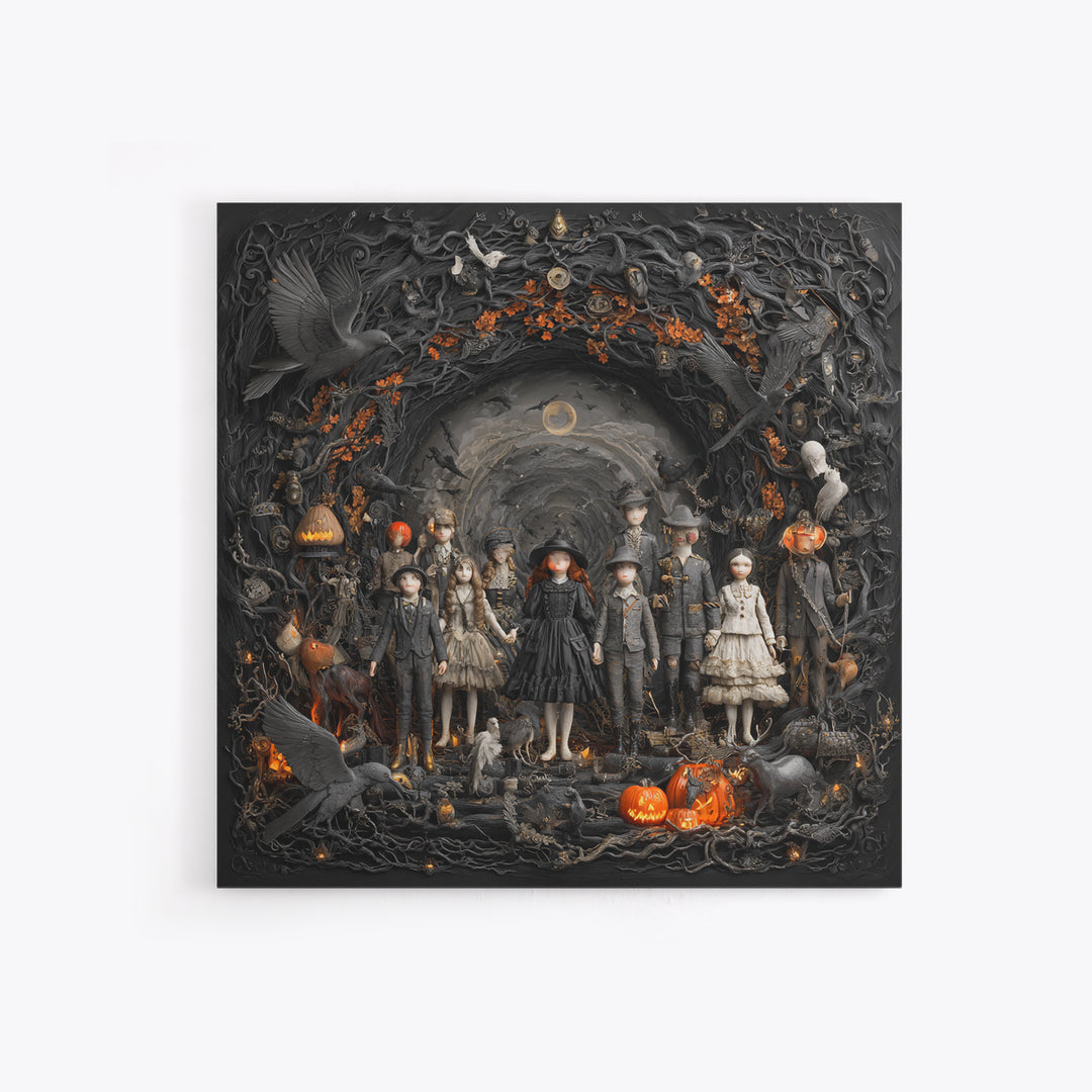 The Haunted Toy Parade, Square Wall Art, Dark Fantasy Wall Art, Canvas Print, Halloween Wall Decor, Gothic Home Decor, Spooky Wall Decor