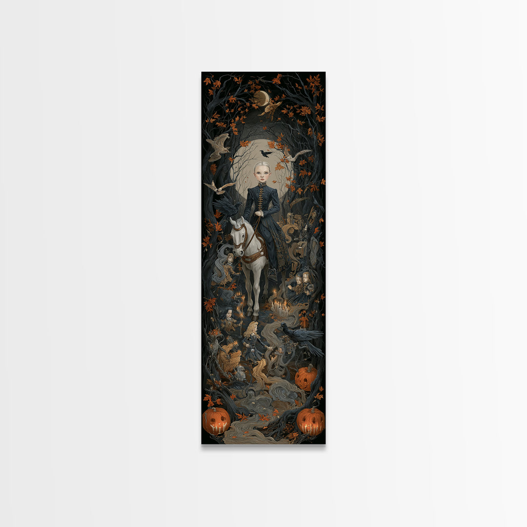 The Haunted Toy Parade, Tall Narrow Wall Art, Gothic Horror Wall Art, Framed Canvas Print, Halloween Wall Decor, Gothic Home Decor